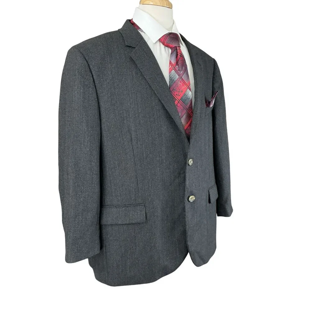 Indochino Blazer 52R Black Speckled Wool Silk Sport Coat Old Money Luxe Jacket